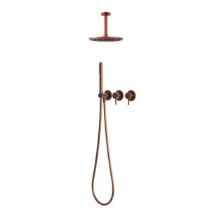 Kit doccia a soffitto corto 30 cm oro rosa acciaio inox 316L