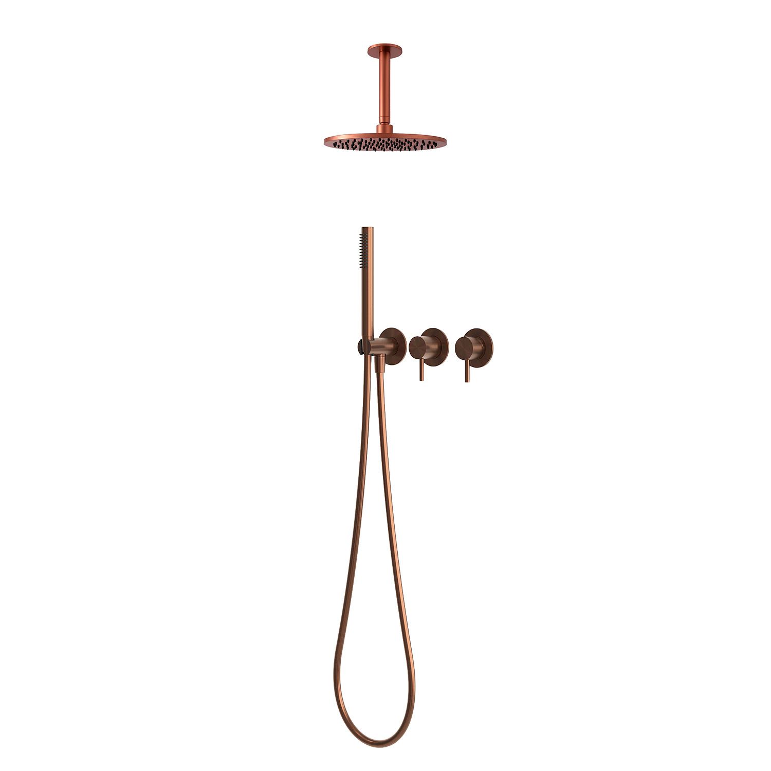 Kit doccia a soffitto corto 30 cm oro rosa acciaio inox 316L