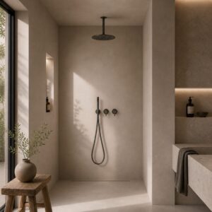 Kit doccia a soffitto 25 cm acqua fredda canna fucile acciaio inox 316L