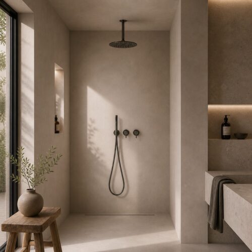 Kit doccia a soffitto 25 cm acqua fredda canna fucile acciaio inox 316L