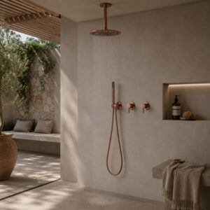 Kit doccia a soffitto 30 cm acqua fredda oro rosa acciaio inox 316L