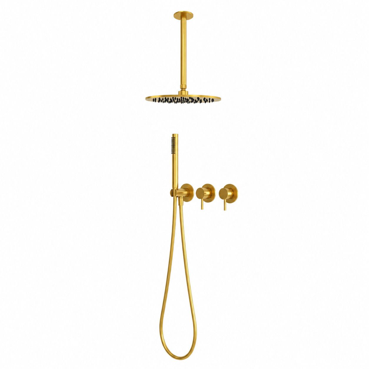 Kit doccia soffitto 30 cm oro in acciaio inox 316L
