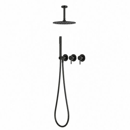 Kit doccia a soffitto corto 25 cm nero in acciaio inox 316L