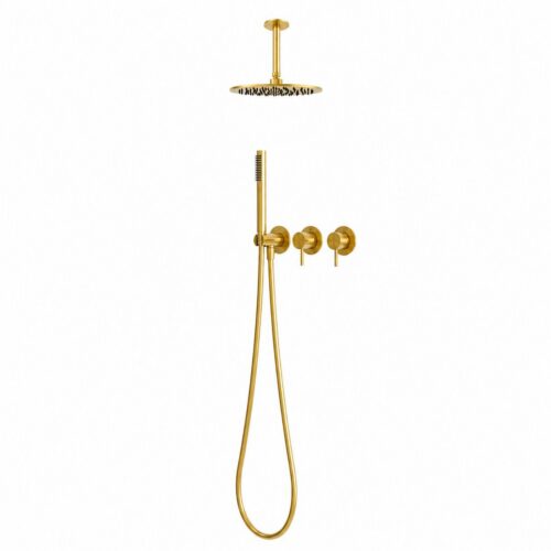 Kit doccia soffitto corto 30 cm oro in acciaio inox 316L anti corrosione