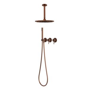 Kit doccia a soffitto 25 cm oro rosa in acciaio inox 316L