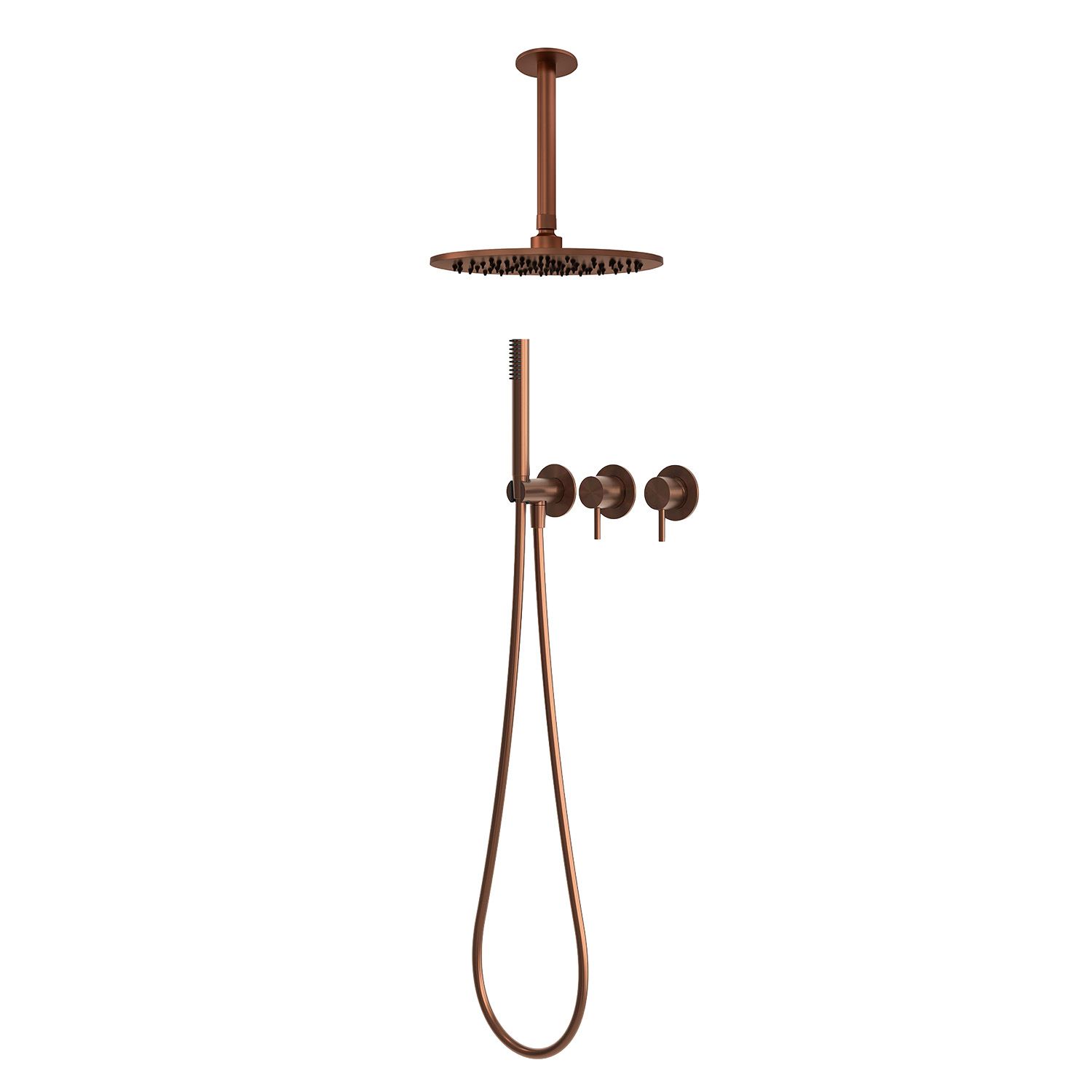Kit doccia a soffitto 25 cm oro rosa in acciaio inox 316L