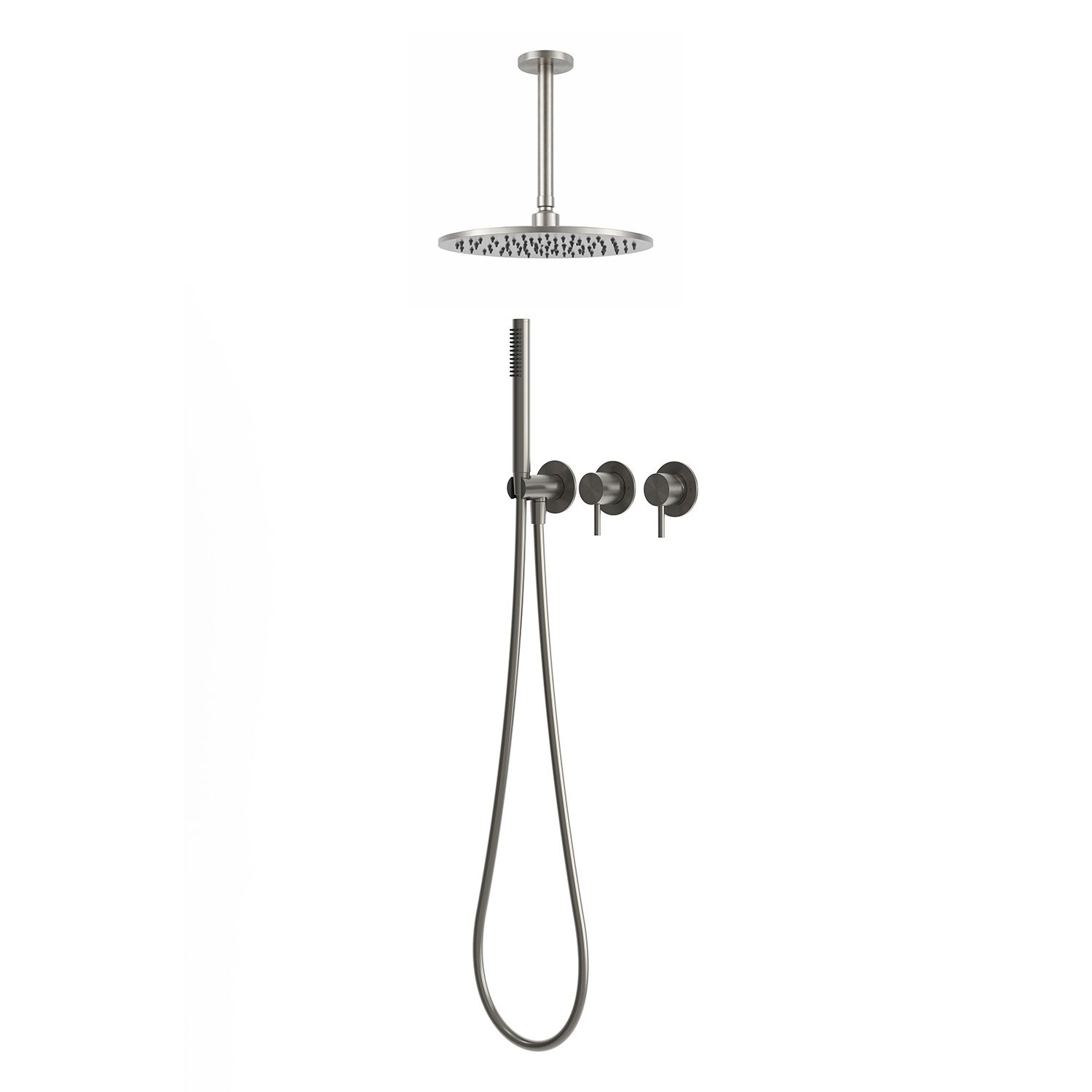 Kit doccia soffitto canna di fucile in acciaio inox 316L soffione 30 cm