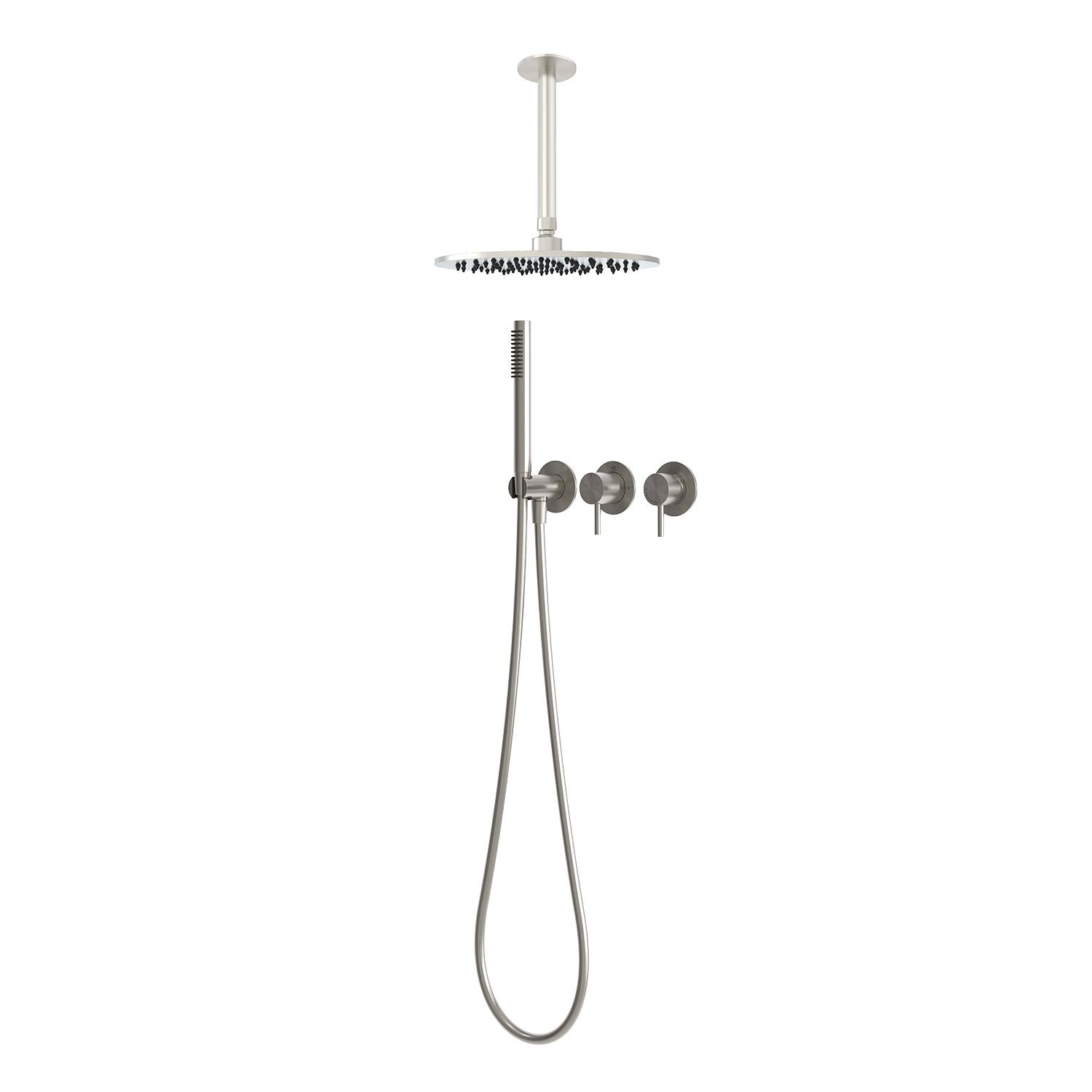 Kit doccia a soffitto inox acciaio inox 316L soffione 30 cm braccio 30 cm