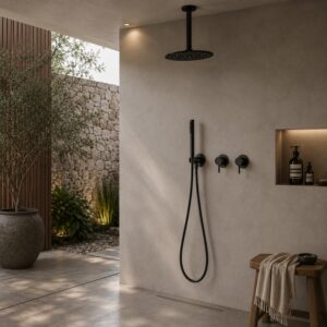 Doccia soffitto 30 cm nero in acciaio inox 316L