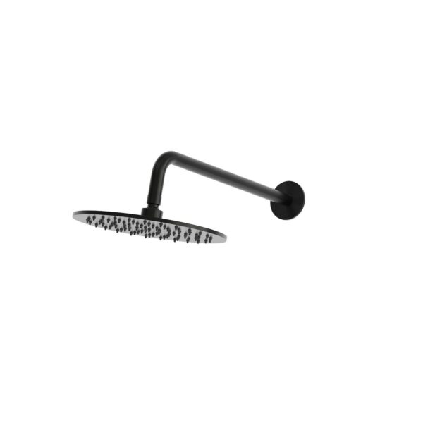 Kit braccio e soffione doccia parete nero in acciaio inox 316L