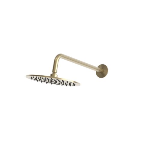 Kit braccio doccia parete 30 cm con soffione acciaio inox 316L oro