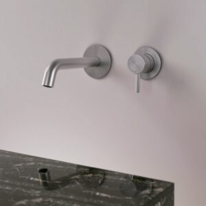 Kit Miscelatore in Acciaio Inox Satinato e Beccuccio da Muro