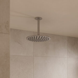 Kit Soffione Doccia Inox Satinato 25 cm con Braccio in Acciaio 316L