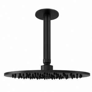 Kit braccio soffione doccia soffitto 25 cm nero in acciaio inox 316L