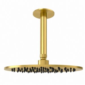 Braccio soffione doccia a soffitto 25 cm oro in acciaio inox 316L