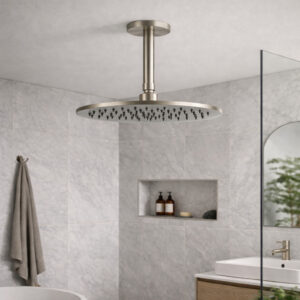 Kit braccio soffione doccia 25 cm in acciaio inox canna fucile resist corrosione