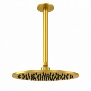 Braccio soffione doccia a soffitto 25 cm oro in acciaio inox 316L