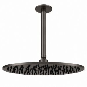 Kit doccia a soffitto inox satinato in acciaio 316L con soffione 30 cm e braccio lungo