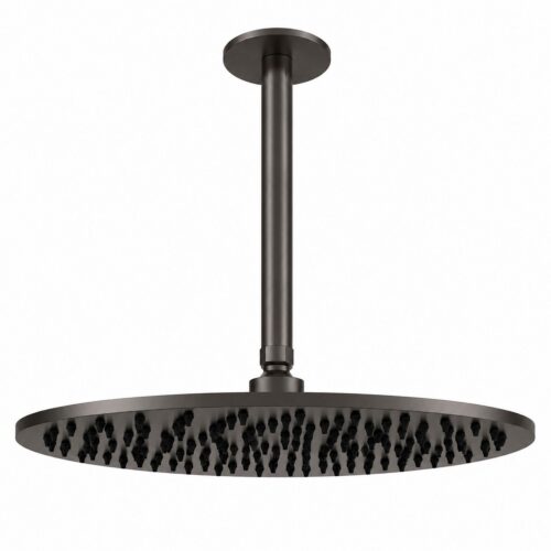 Kit doccia a soffitto inox satinato in acciaio 316L con soffione 30 cm e braccio lungo