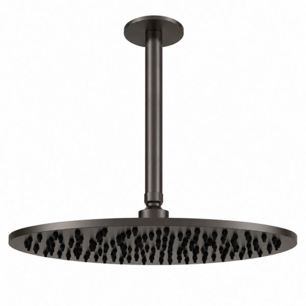 Kit doccia a soffitto inox satinato in acciaio 316L con soffione 30 cm e braccio lungo
