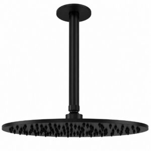 Kit braccio soffione doccia a soffitto 30 cm nero acciaio inox 316L