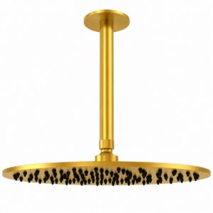 Kit braccio soffione doccia a soffitto 30 cm oro in acciaio inox 316L