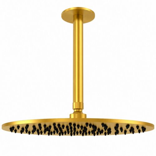 Kit braccio soffione doccia a soffitto 30 cm oro in acciaio inox 316L
