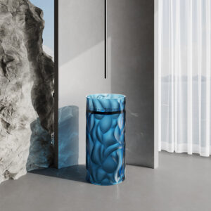 Lavandino free standing blu in resina trasparente alta resistenza 90x45cm