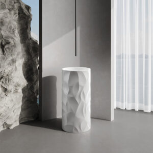 Lavandino bianco in resina free standing 90cm moderno per interni ed esterni