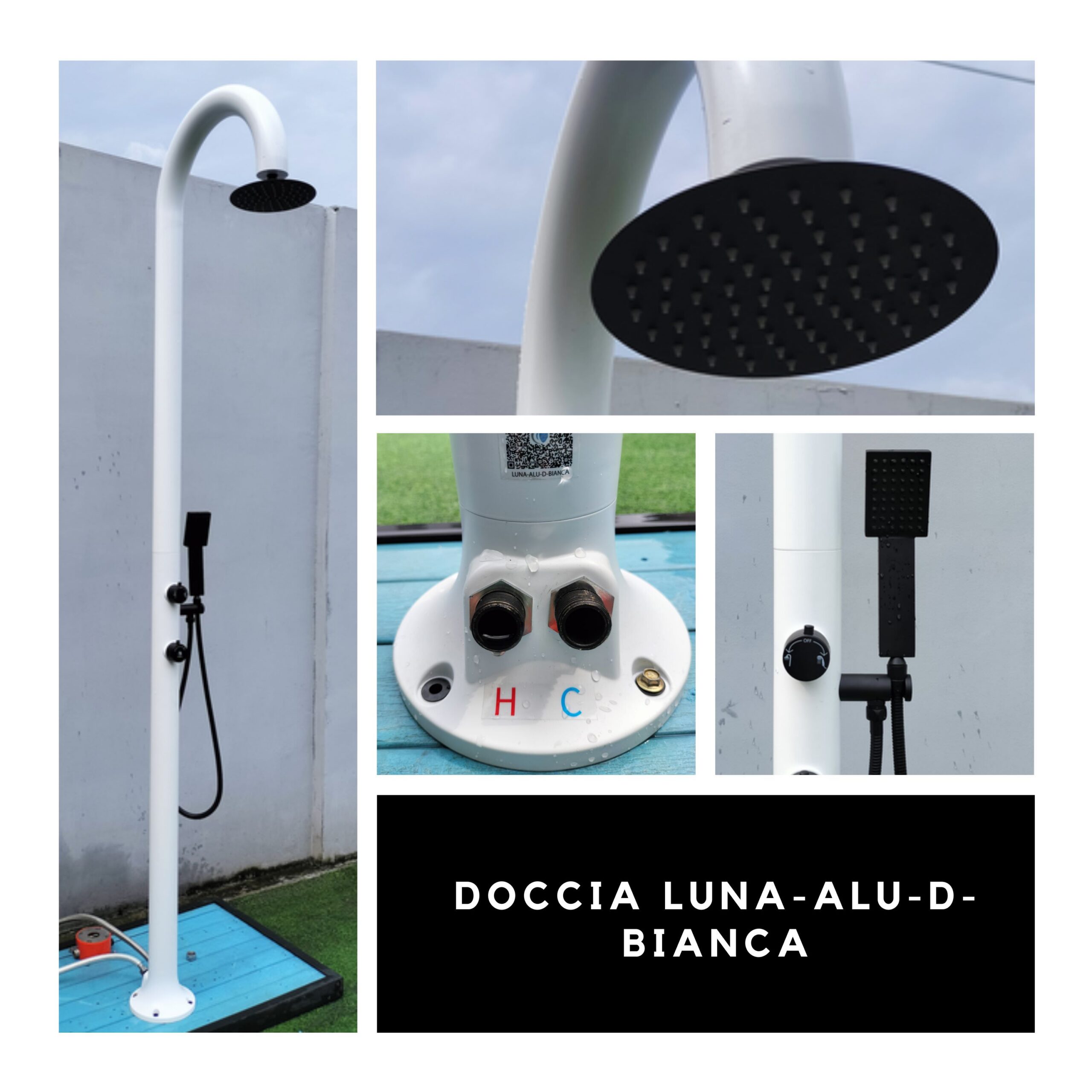 Doccia bianca alluminio con doccino doppio ingresso e anticalcare - immagine 5