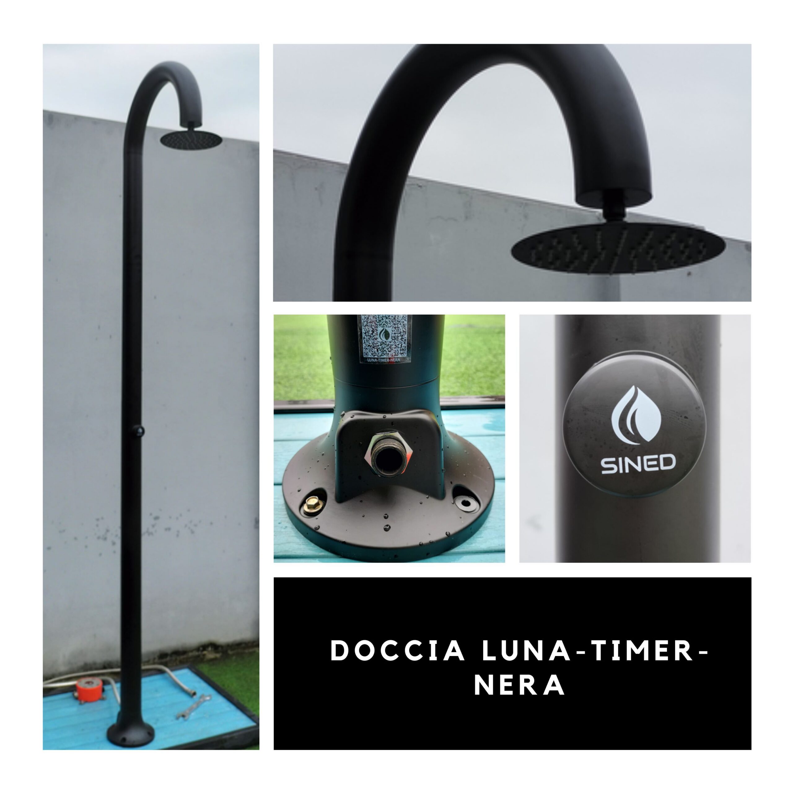 Doccia In Alluminio Temporizzata Acqua Fredda Sined Luna Timer Nera - immagine 5