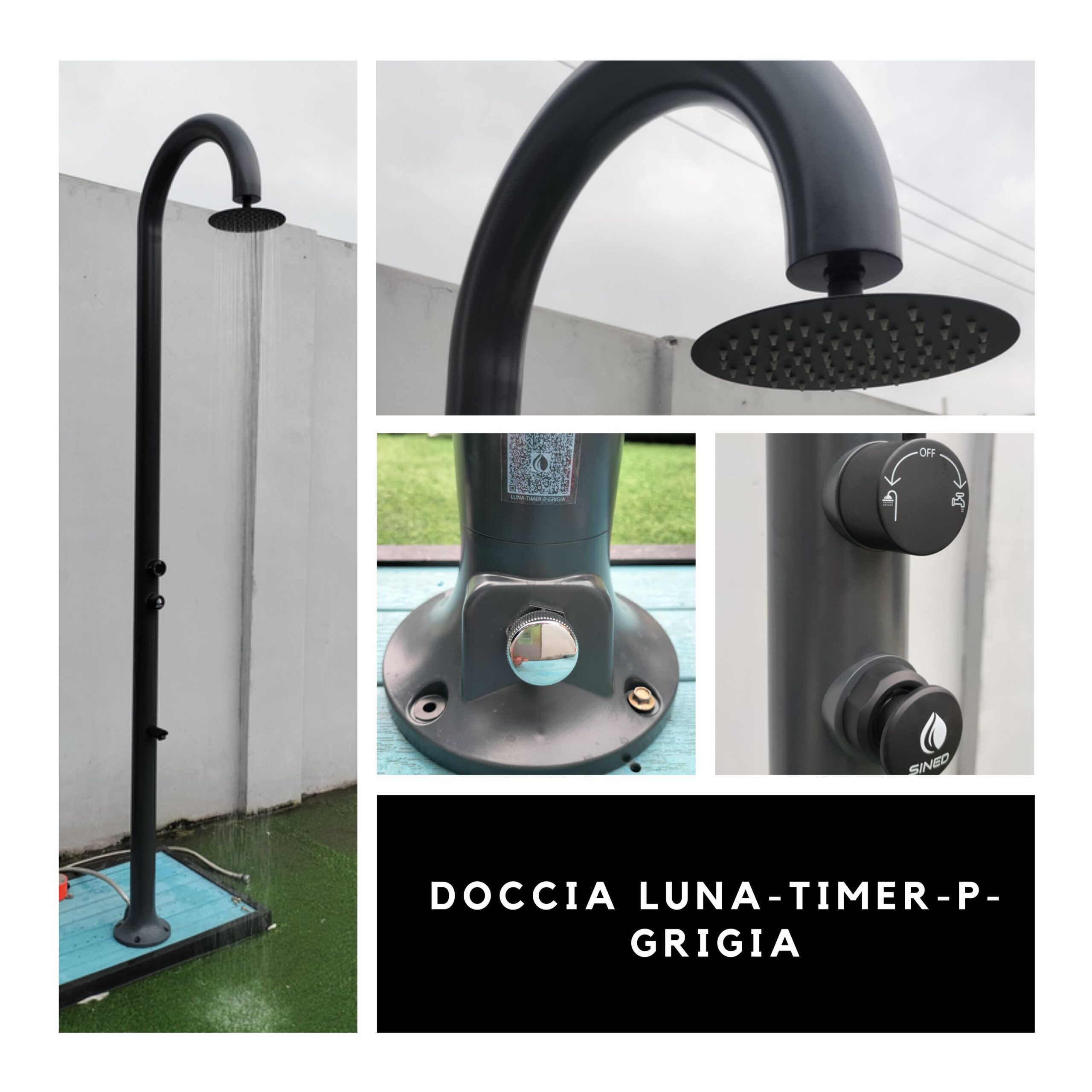 Doccia Temporizzata Acqua Fredda Lavapiedi Sined Luna Timer p Grigia - immagine 5