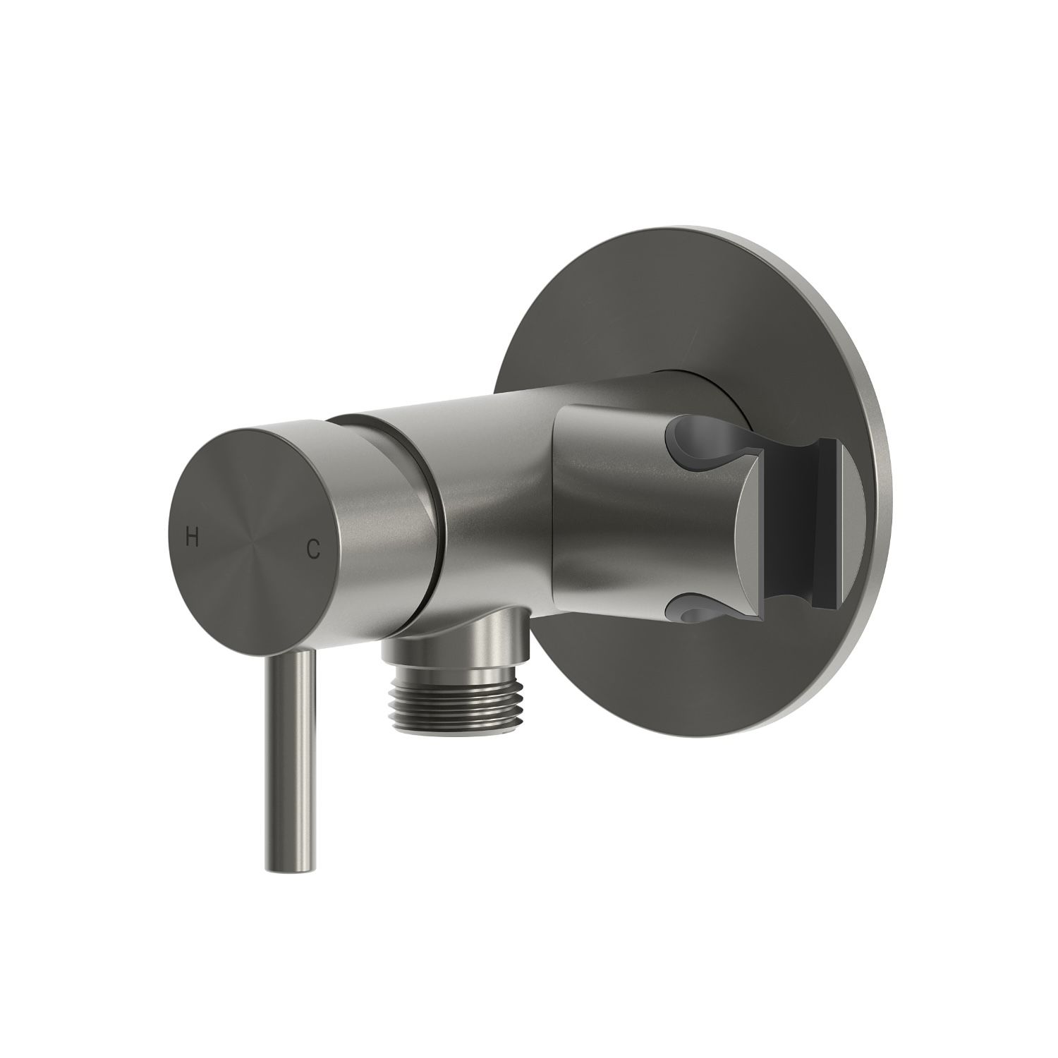 Miscelatore da parete inox 316L cannella fucile con supporto doccino e finitura PVD - immagine 2