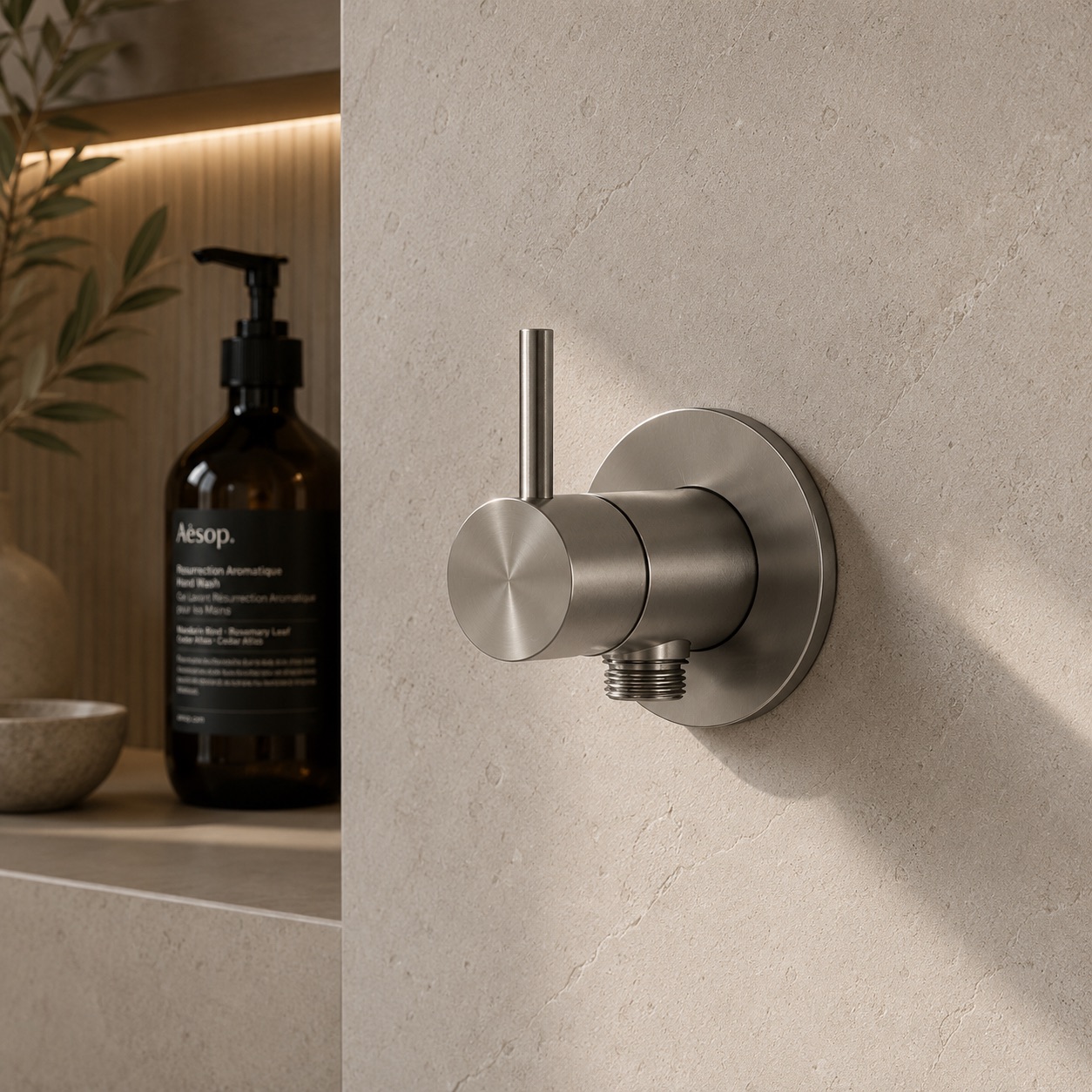 Miscelatore doccia a muro con attacco shattaf inox acciaio inox 316L