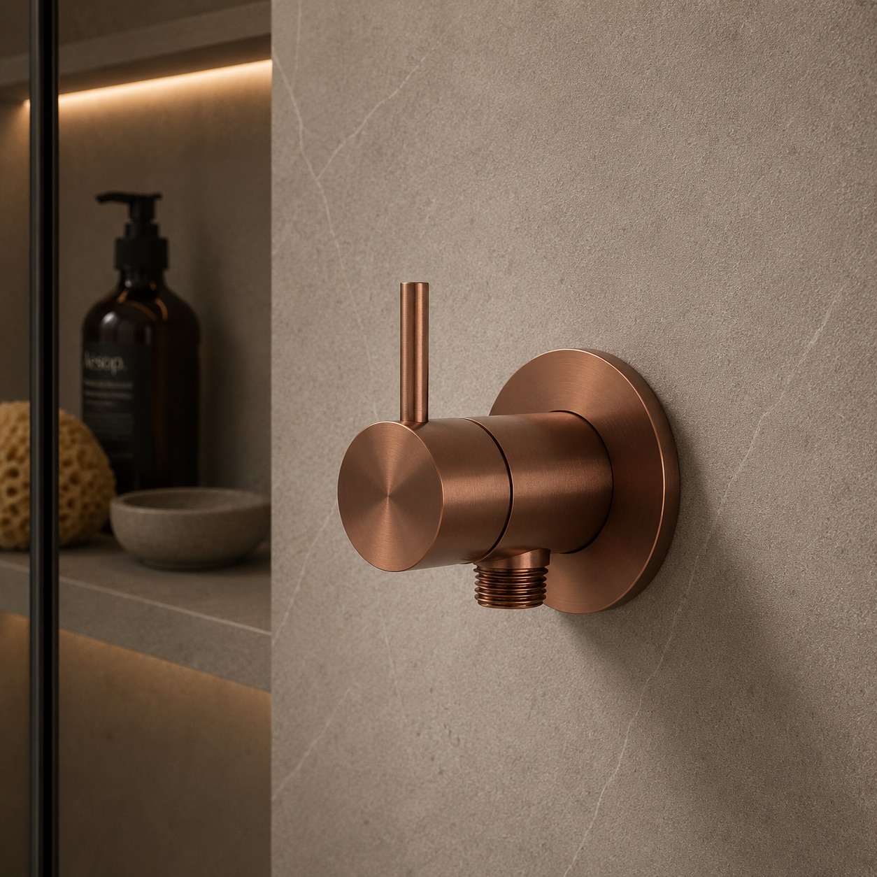 Miscelatore doccia shattaf a muro in acciaio inox 316L oro rosa