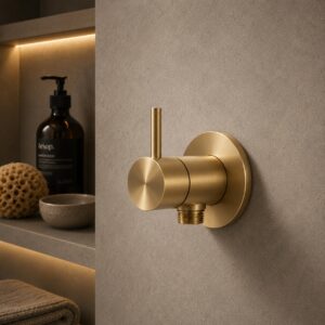 Miscelatore doccia shattaf a muro oro in acciaio inox 316L