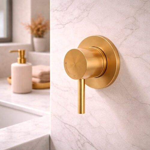 Miscelatore a muro levante oro in acciaio inox 316L resistente corrosione