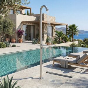 Doccia per piscina inox in acciaio inox 316L installazione esterna