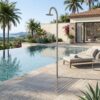 Doccia piscina inox acciaio inox 316L calda-fredda soffione anticalcare MX1007 INOX Ambientata 100x100
