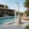 Doccia piscina inox in acciaio inox 316L finitura inox MX1016 INOX Ambientata 100x100