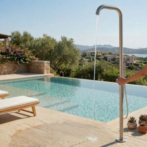 Doccia piscina-giardino inox acciaio inox 316L miscelatore caldo-freddo doccetta