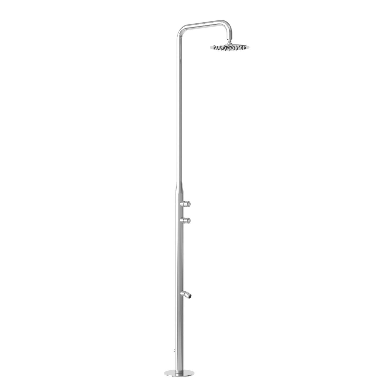 MX3038DT-INOX Doccia piscina inox in acciaio inox 316L con soffione 25 cm e lavapiedi temporizzato - immagine 2