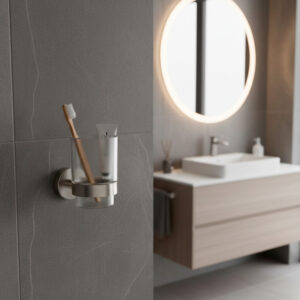 Porta bicchieri singolo inox satinato in acciaio 316L per bagno e esterno
