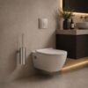 Portascopino da parete in acciaio inox 316L satinato resistente e elegante PORTA SCOPINO LEVANTE INOX Ambientata 100x100