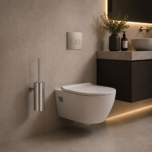 Portascopino da parete in acciaio inox 316L satinato resistente e elegante