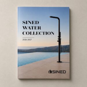 Rivista collezione 2026 docce outdoor e rubinetteria multicolore in carta