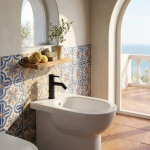 Rubinetto miscelatore bidet nero in acciaio inox 316L finitura opaca resistente