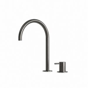Rubinetto lavabo 2 fori acciaio inox 316L canna fucile bocca alta curva