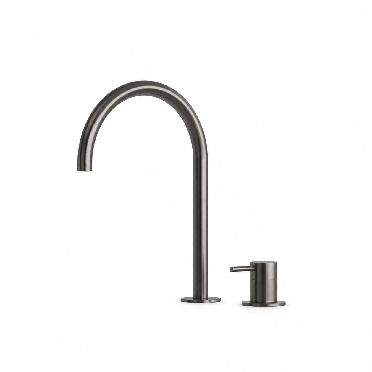 Rubinetto lavabo 2 fori acciaio inox 316L canna fucile bocca alta curva