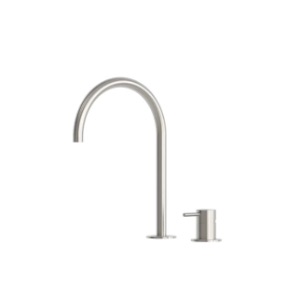 Miscelatore lavabo 2 fori inox in acciaio inox 316L bocca alta curva
